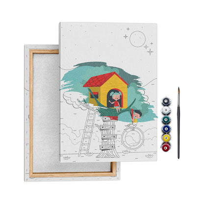 Ağaç Ev - 25x35cm - Boyama Tablo