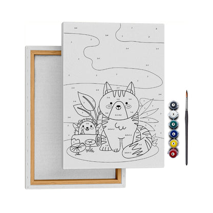 Kedi Ayma ve Dikenli Ken - 25x35cm - Boyama Tablo