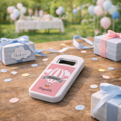 Pembe Balon Temalı Hoş Geldin Bebek Magnet Açacak | İsimli Kız Bebek Hediyelik