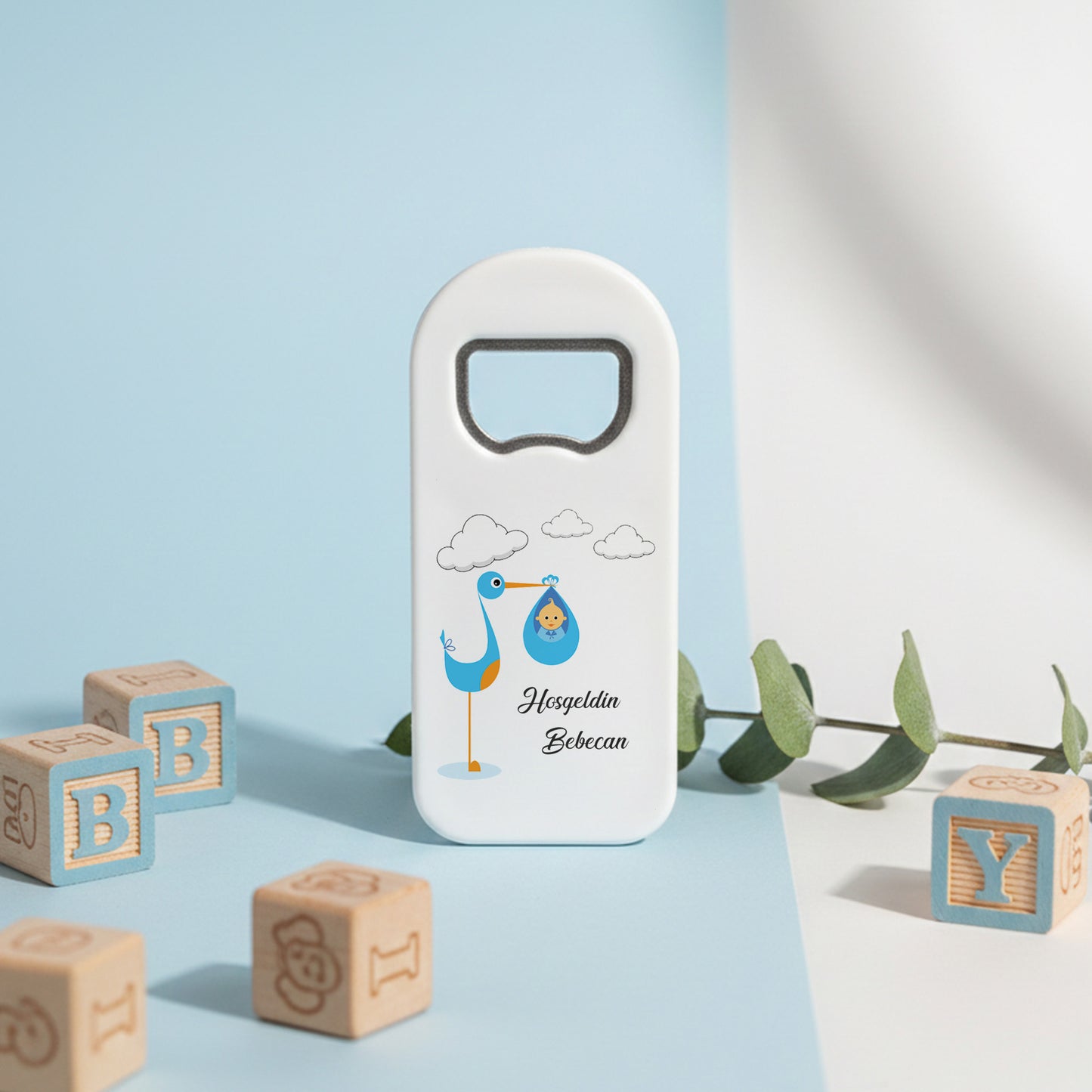 Leylek Temalı Hoşgeldin Bebek Magnet Açacak | İsimli Hediyelik