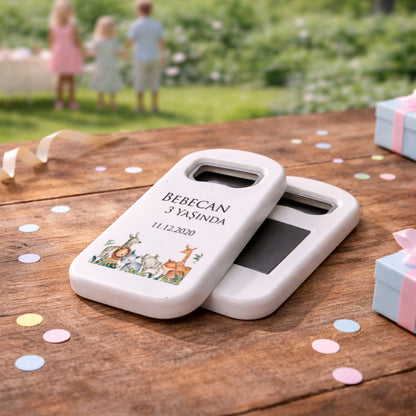 Kişiye Özel Safari Temalı Bebek Açacak Magnet | Minimal Doğum Günü Hediyelik