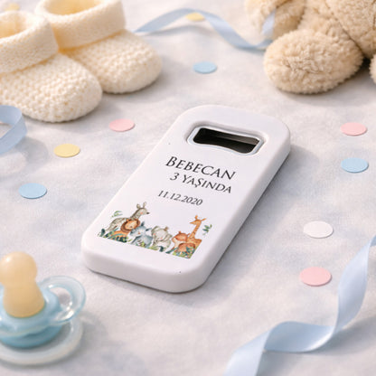 Kişiye Özel Safari Temalı Bebek Açacak Magnet | Minimal Doğum Günü Hediyelik