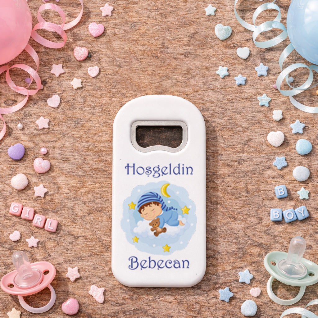 Uyuyan Bebek Temalı Açacak Magnet – Kişiye Özel İsimli Hoşgeldin Bebek Hediyelik