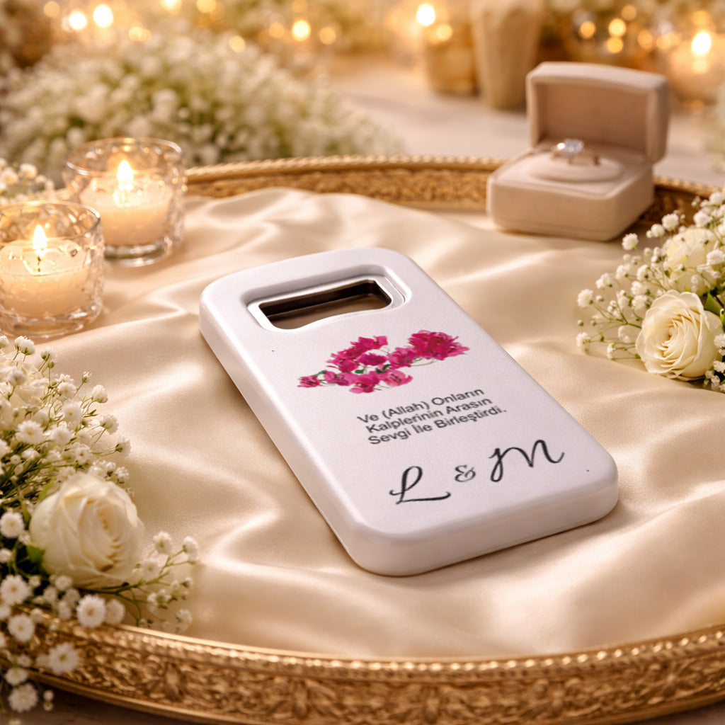 Anlamlı Sözlü Düğün Magnet Açacak | Ayetli İsim Baş Harfli Nikah Hatırası