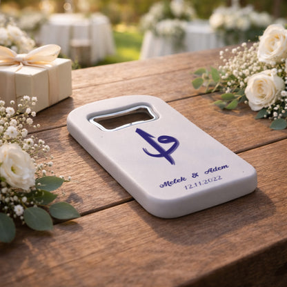 Hat Sanatı Monogramlı Düğün Magnet Açacak | Özel İsimli Şık Tasarım