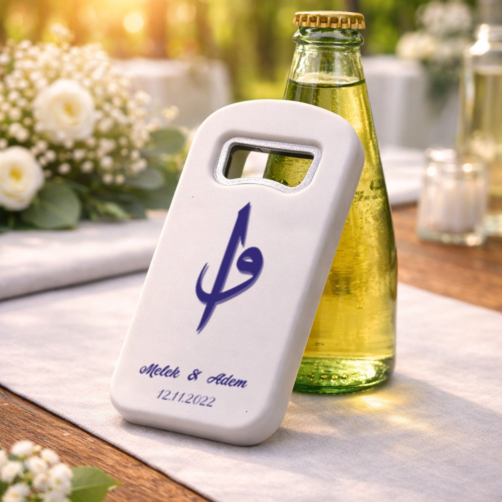 Hat Sanatı Monogramlı Düğün Magnet Açacak | Özel İsimli Şık Tasarım