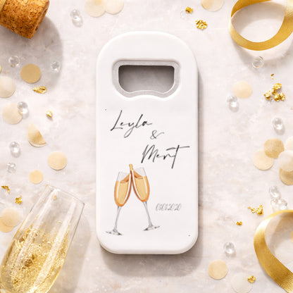 Şampanya Temalı Düğün Magnet Açacak | Kişiye Özel İsimli Tasarım