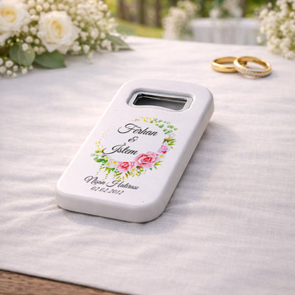 Gül Çiçekli Nişan Magnet Açacak | Romantik Çelenk Tasarımlı Kişiye Özel