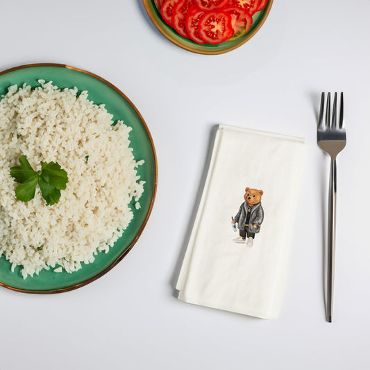 Kürklü Ayıcık Baskılı Kağıt Peçete 33x33 cm Solventsiz, İpeksi Dokulu, Çift Katlı – Kidzia