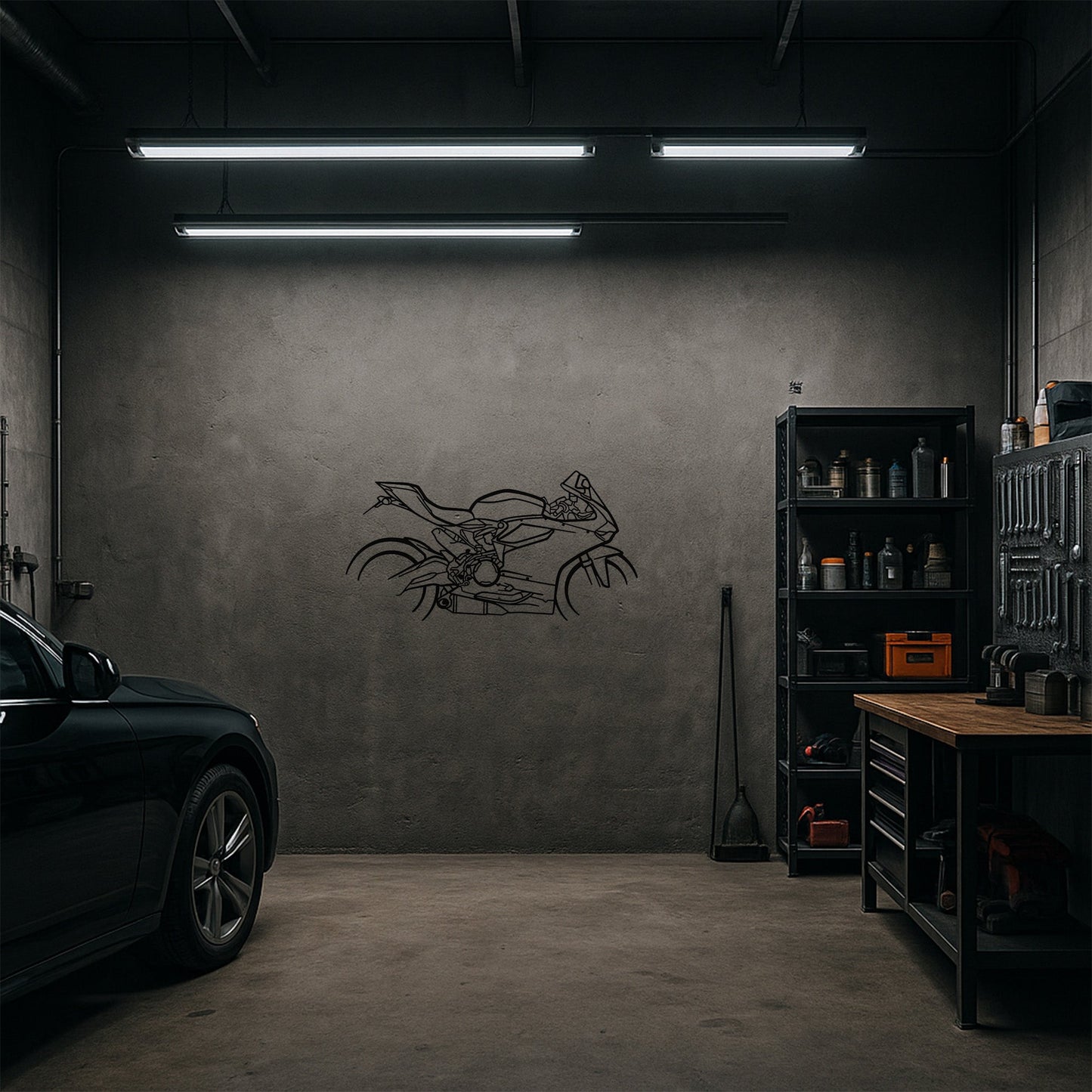 899 Panigale Metal Duvar Tablosu – Elektrostatik Siyah Boyalı Modern Motor Dekoru