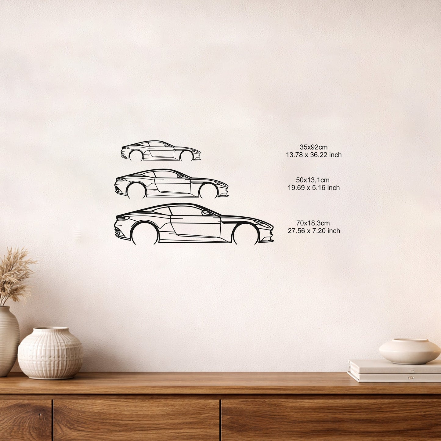 Aston Martin DB11 Metal Duvar Tablosu – Elektrostatik Siyah Boyalı Modern Otomobil Dekoru