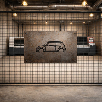 Mini Cooper Metal Duvar Tablosu İkonik Tasarım Metal Araba Duvar Dekoru
