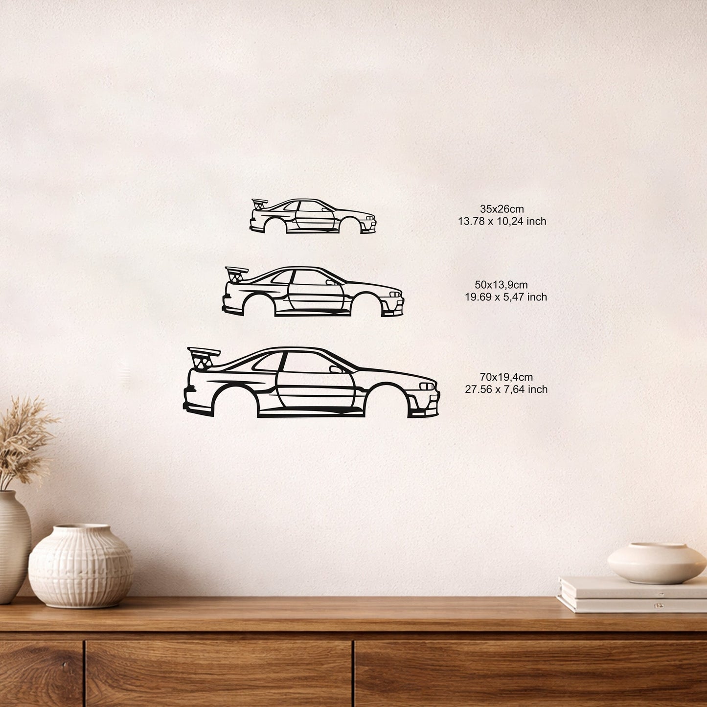 Nissan Skyline R34 Metal Duvar Tablosu İkonik Araba Silüeti