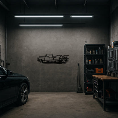 Klasik Cadillac Metal Duvar Tablosu Vintage Araba Silüeti