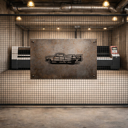Klasik Cadillac Metal Duvar Tablosu Vintage Araba Silüeti