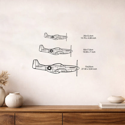 P51-D Mustang Uçak Metal Duvar Tablosu Havacılık Dekoru