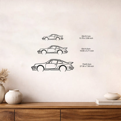 Porsche 911 Turbo 964 Silüeti Metal Duvar Tablosu Otomobil Sanatı