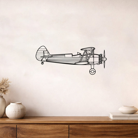 Stearman 75 Biplane Metal Duvar Tablosu Klasik Havacılık Sanatı
