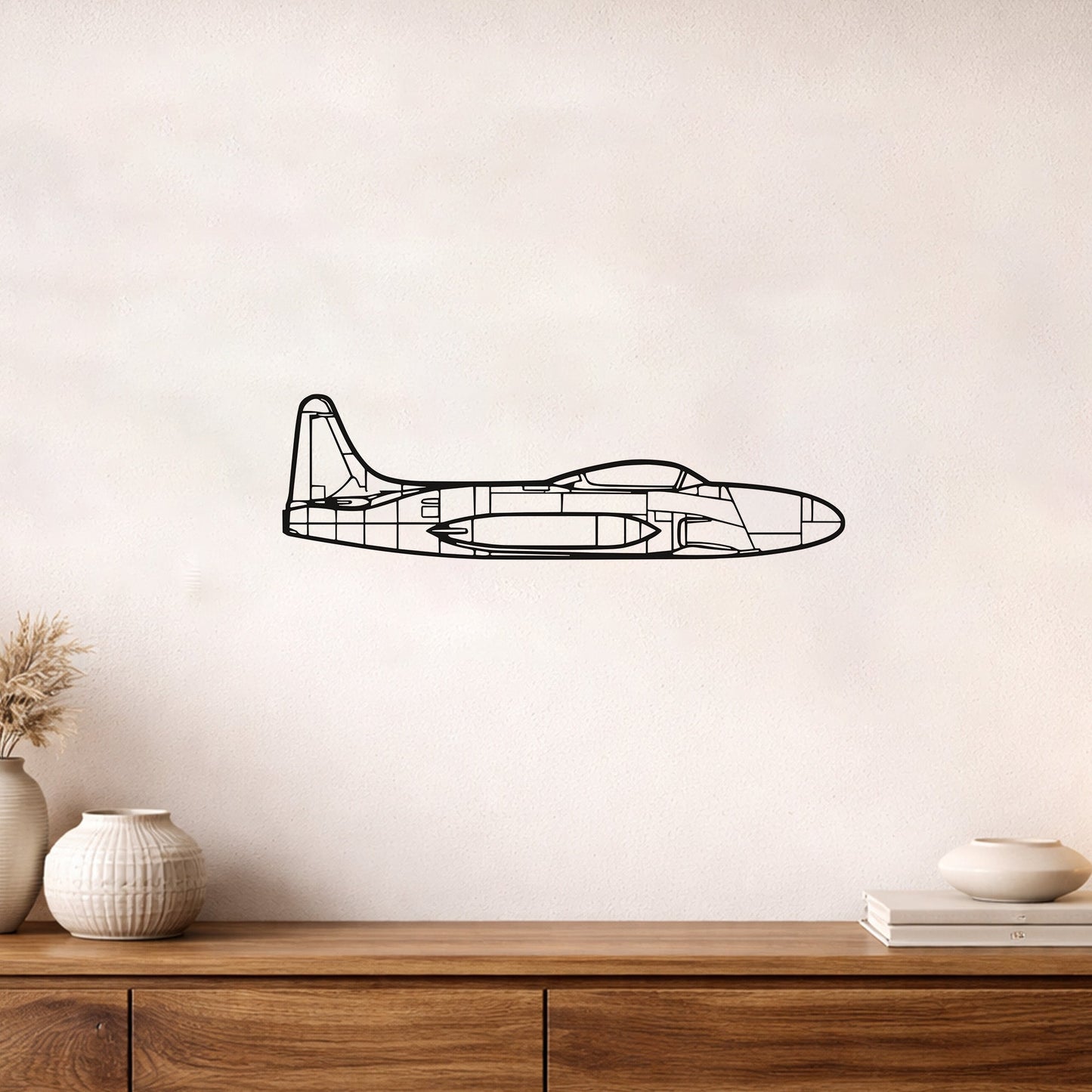 T33 Jet Eğitim Uçağı Metal Duvar Tablosu Klasik Havacılık Dekoru
