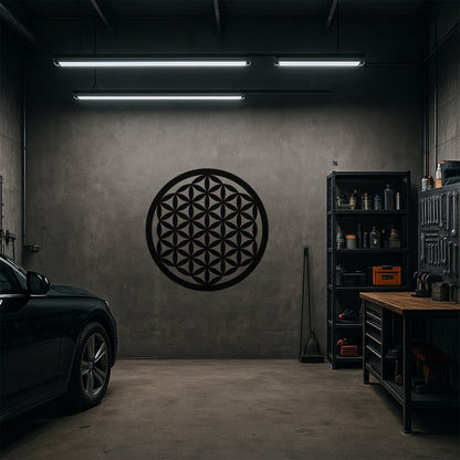Yaşam Çiçeği Geometrik Desenli Dekoratif Metal Duvar Tablosu