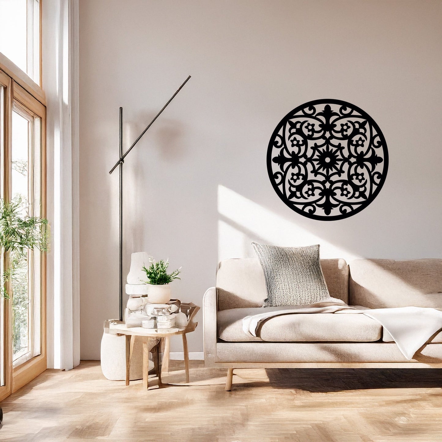 Geleneksel Motifli Yuvarlak Mandala Metal Duvar Tablosu
