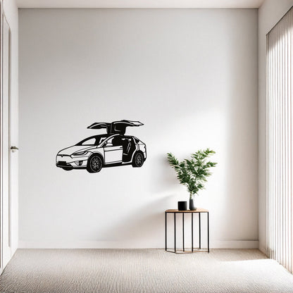 Tesla Model X Kanat Kapı Tasarımlı Metal Duvar Tablosu