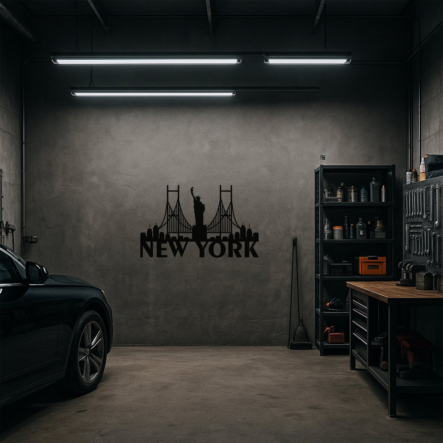 New York City Skyline Özgürlük Heykeli Metal Duvar Tablosu
