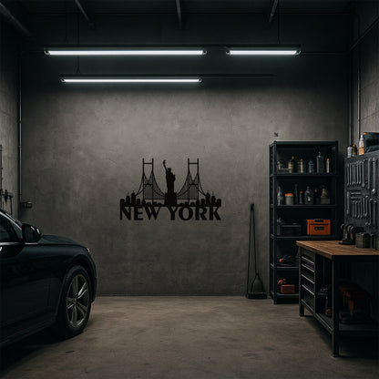 New York City Skyline Özgürlük Heykeli Metal Duvar Tablosu