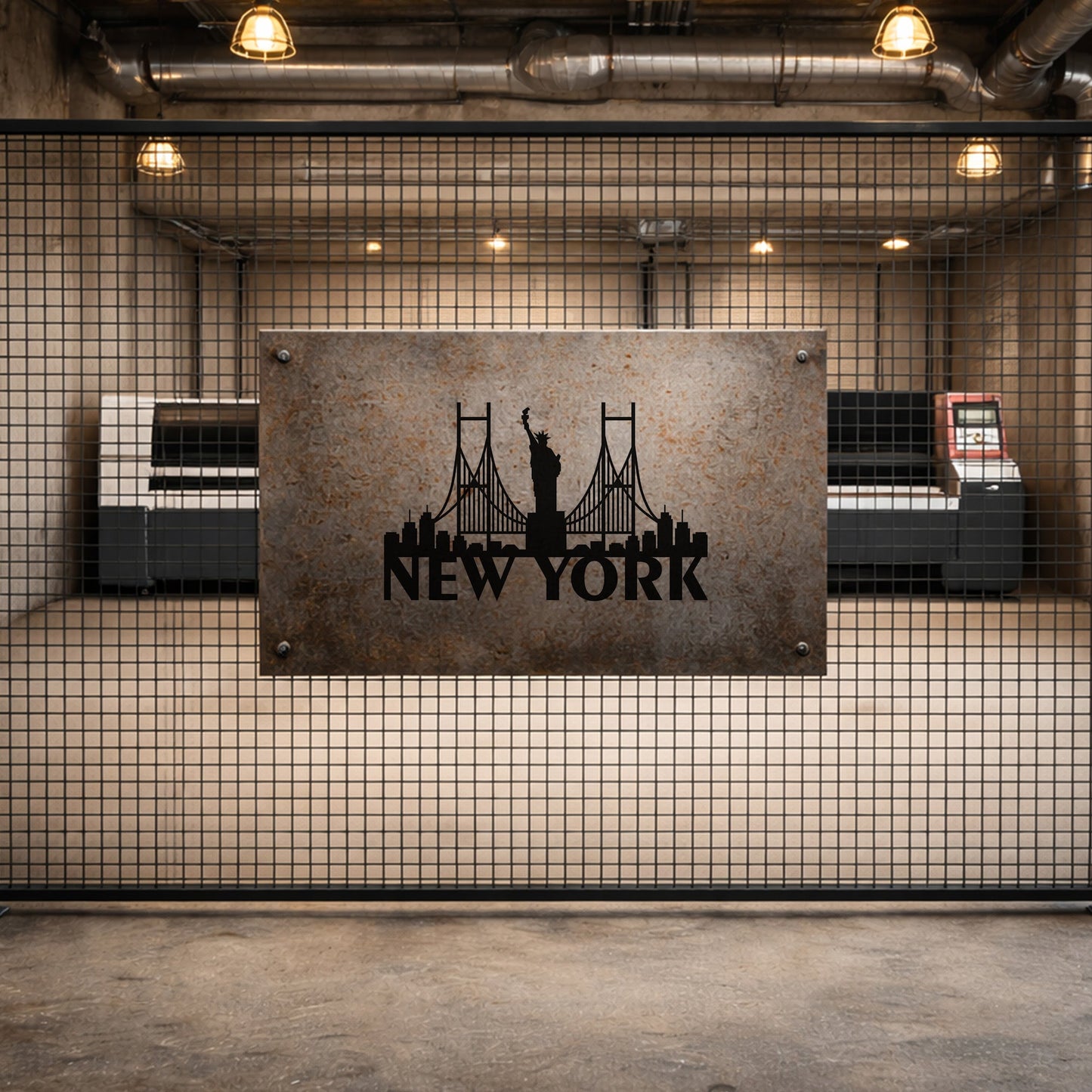 New York City Skyline Özgürlük Heykeli Metal Duvar Tablosu