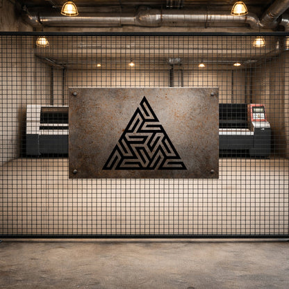 Geometrik Üçgen Geçmeli Tasarımlı Metal Duvar Tablosu