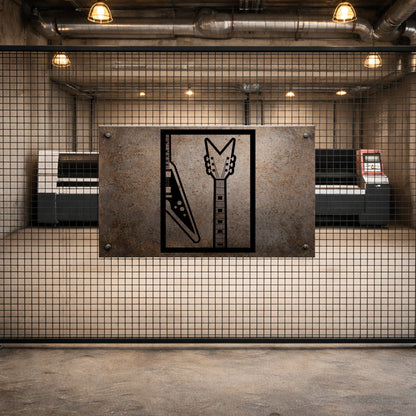 Elektro Gitar Detaylı Modern Metal Duvar Dekoru ve Tablosu