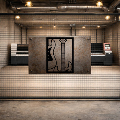 Klasik Gitar Gövdesi Temalı Modern Metal Duvar Tablosu