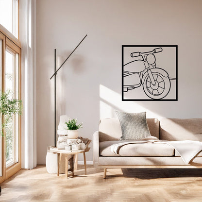 Custom Motosiklet Gidon ve Far Tasarımlı Siyah Metal Duvar Tablosu