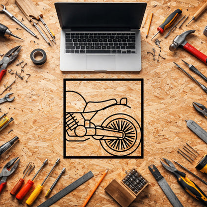Cafe Racer Motosiklet Arka Tekerlek Siyah Metal Duvar Tablosu
