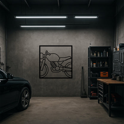 Modern Motosiklet Gövde Tasarımlı Siyah Metal Duvar Tablosu