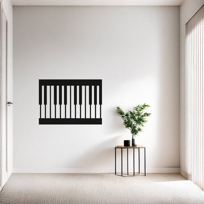 Minimalist Piyano Tuşları Tasarımlı Siyah Metal Duvar Tablosu