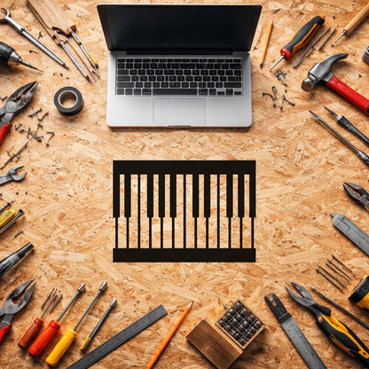 Minimalist Piyano Tuşları Tasarımlı Siyah Metal Duvar Tablosu
