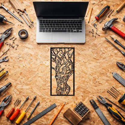 Soyut Ağaç ve Dal Figürlü Metal Duvar Dekoru Modern Sanat Tablosu