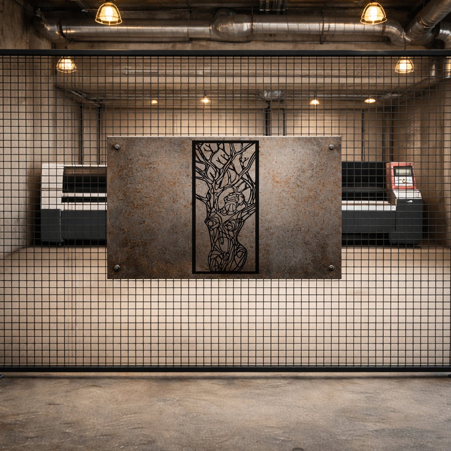 Soyut Ağaç ve Dal Figürlü Metal Duvar Dekoru Modern Sanat Tablosu