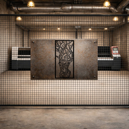 Soyut Ağaç ve Dal Figürlü Metal Duvar Dekoru Modern Sanat Tablosu