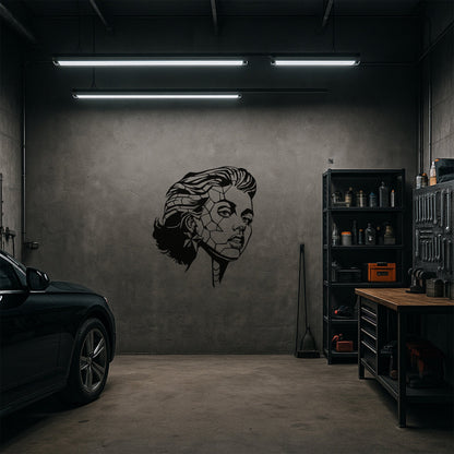 Geometrik Portre Kadın Yüzü Metal Duvar Dekoru ve Sanat Objesi