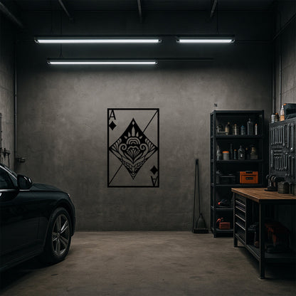 Karo Ası Oyun Kağıdı Desenli Modern Metal Duvar Dekoru Tablosu