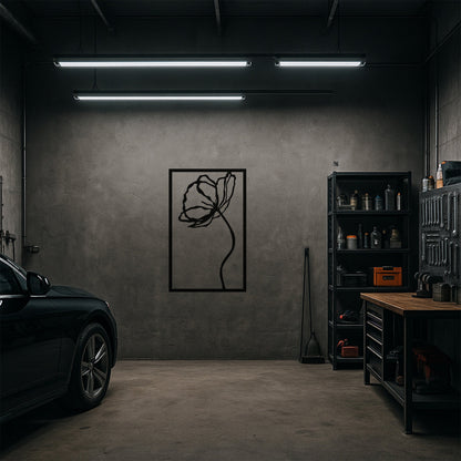 Minimalist Gelincik Çiçeği Metal Duvar Tablosu Zarif Çizgiler