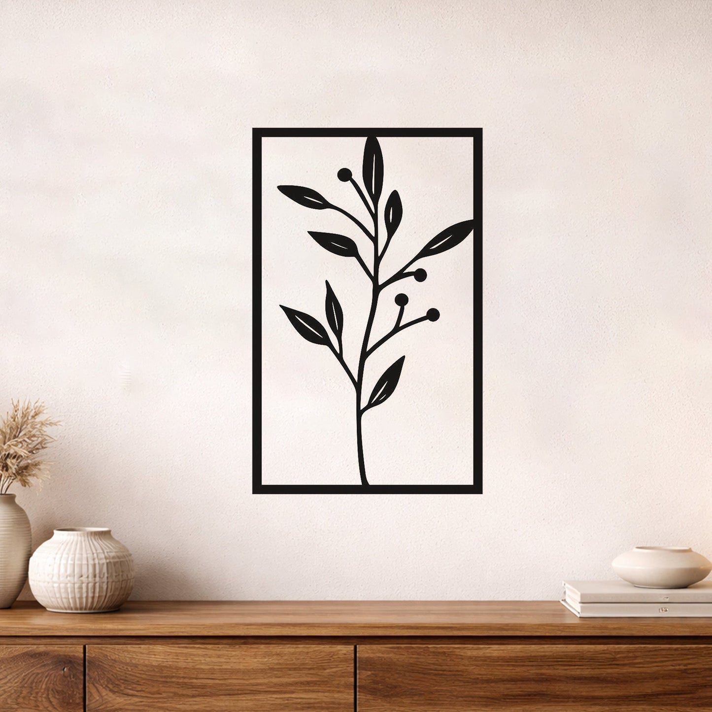 Modern Zeytin Dalı Metal Duvar Tablosu Barış ve Estetik