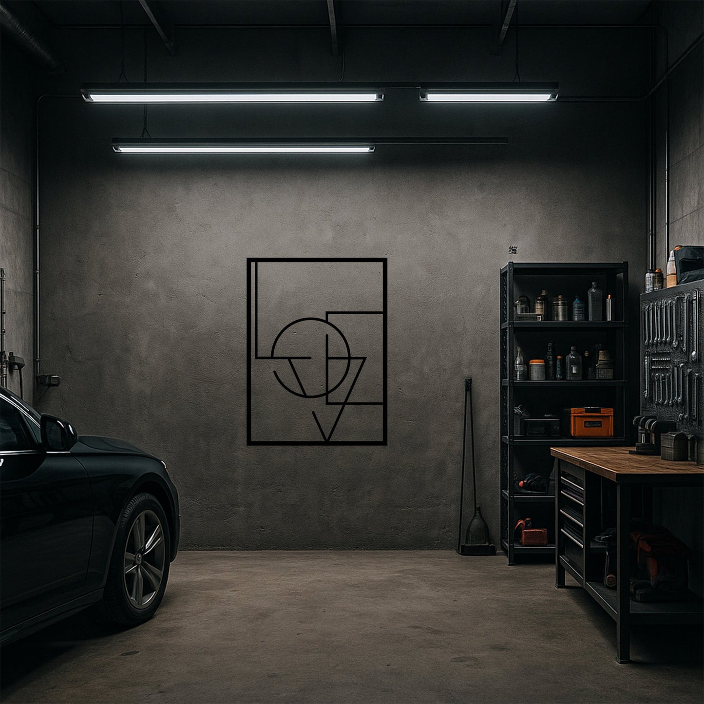 Geometrik Soyut Sanat Metal Duvar Tablosu Modern Ofis Dekoru