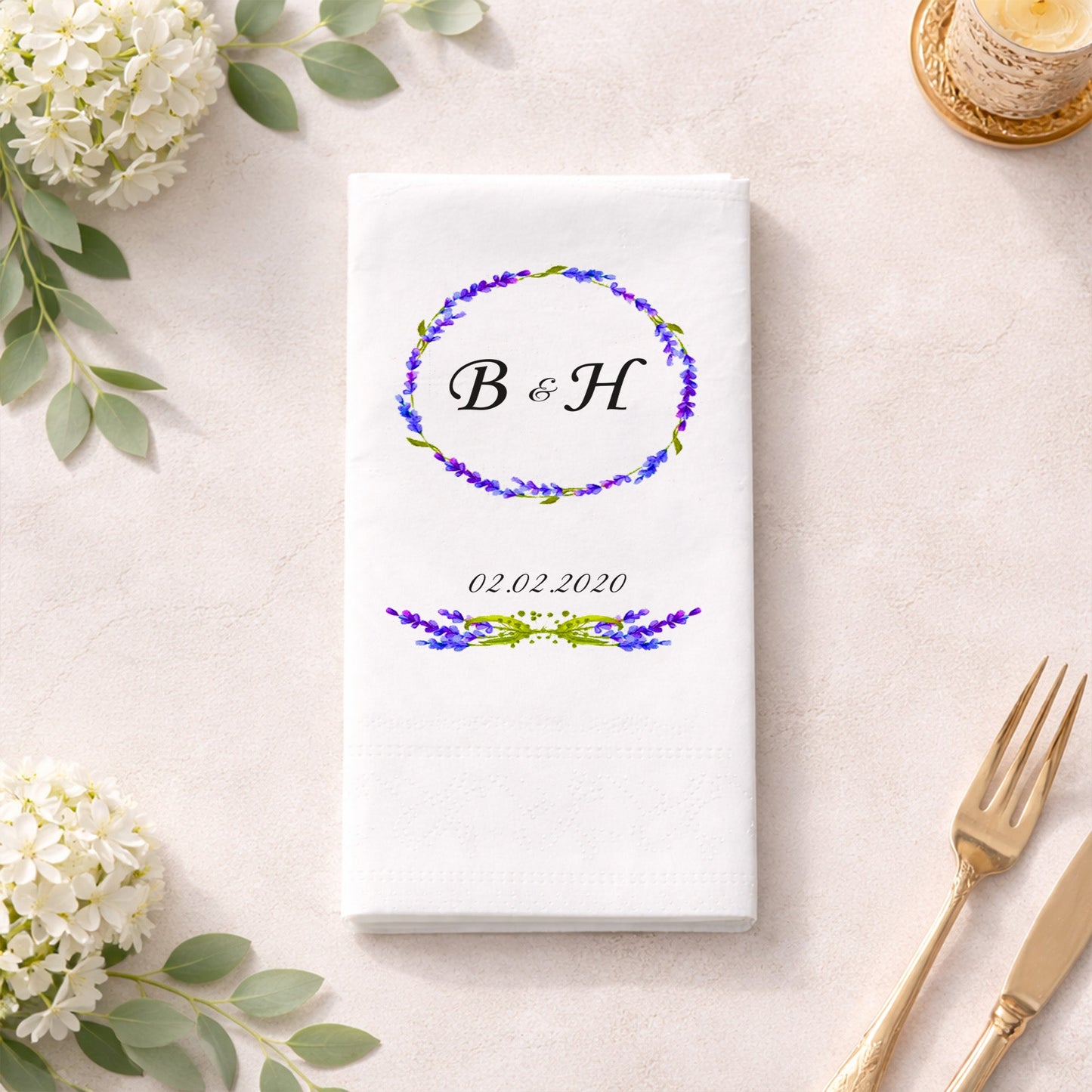 Hat Yazılı Dini Temalı İsimli Nikah ve Düğün Peçetesi