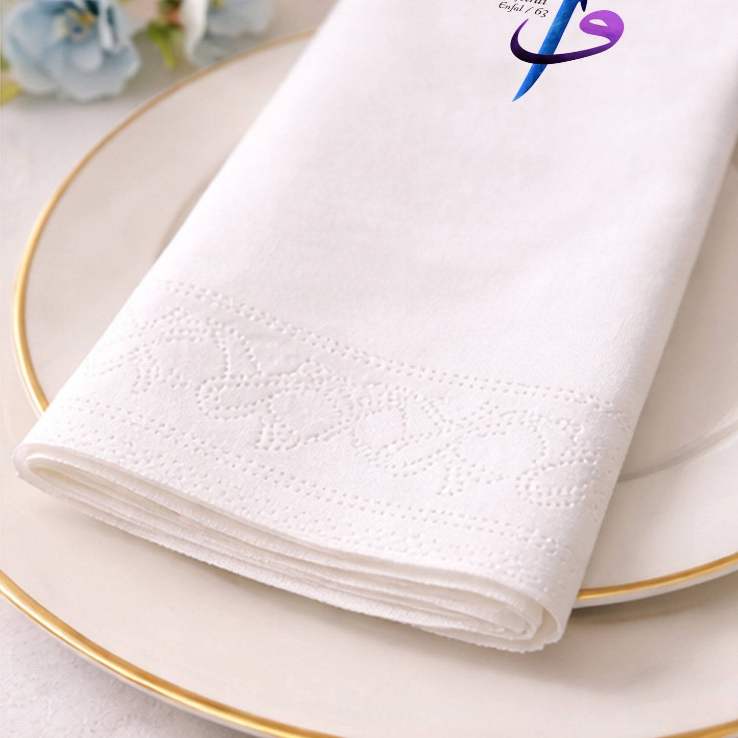 Renkli Hat Sanatlı Nikah ve Düğün Baskılı Peçete Tasarımı