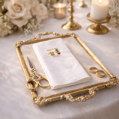 Eğlenceli Figürlü Kaktüs Temalı Nikah ve Kına Baskılı Peçete