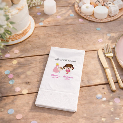 İki Kardeş/Yıl Temalı Bebenur Çift Tarihli Özel Gün Peçetesi