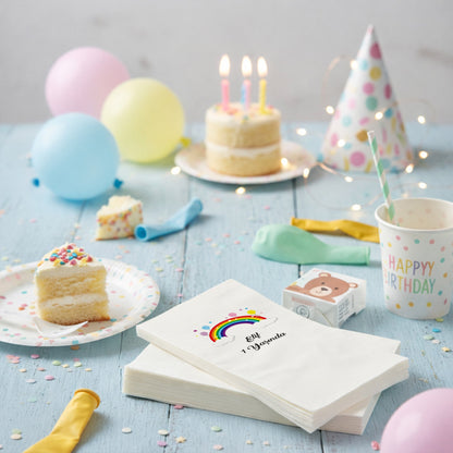 Balonlu Gökkuşağı Temalı Elif 1 Yaş Doğum Günü Peçetesi